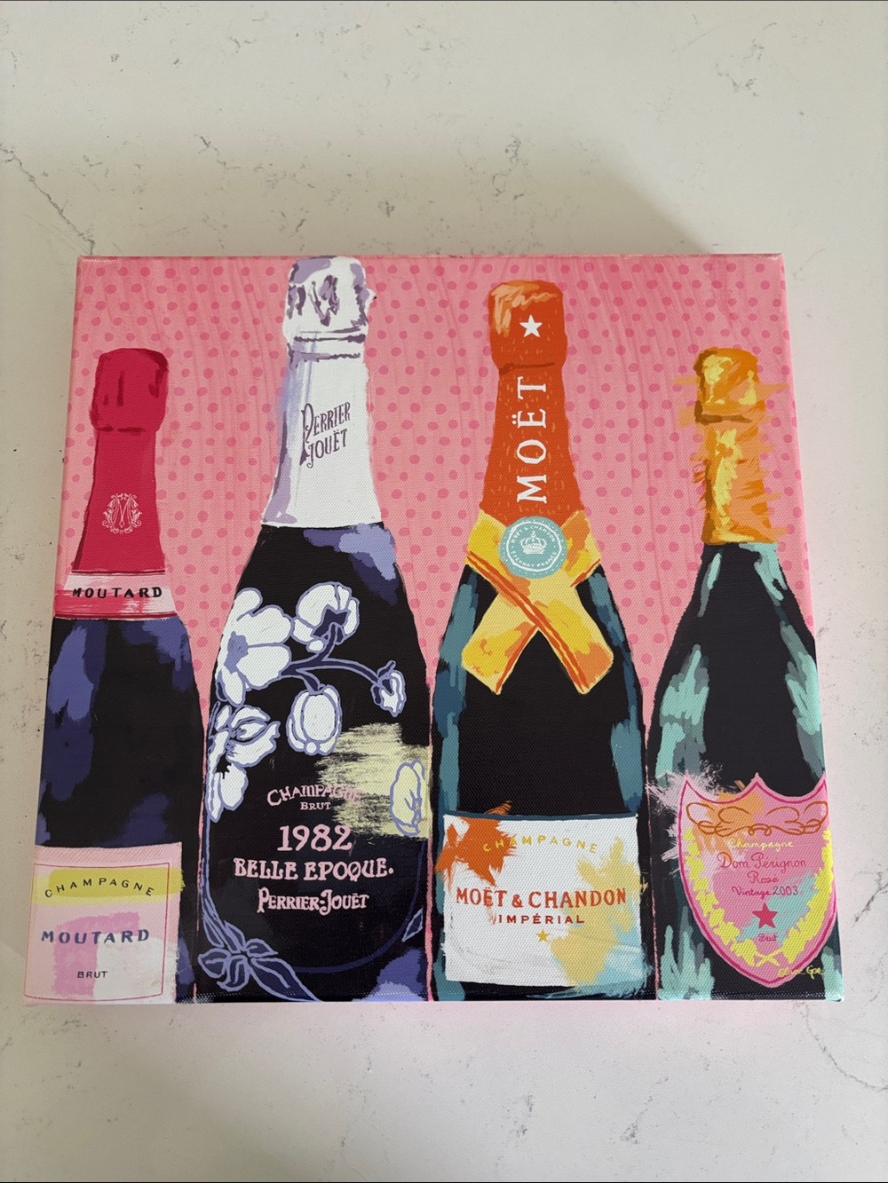 Oliver Gal 12x12 Champagne Bottle Art Canvas Print - Pink & Multicolor